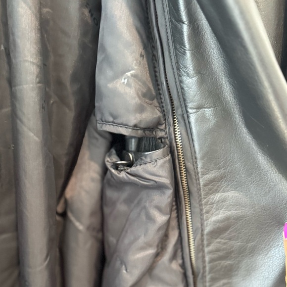 Women’s Wilsons Leather Trench Coat. SZ L Black y2k - Picture 4 of 7